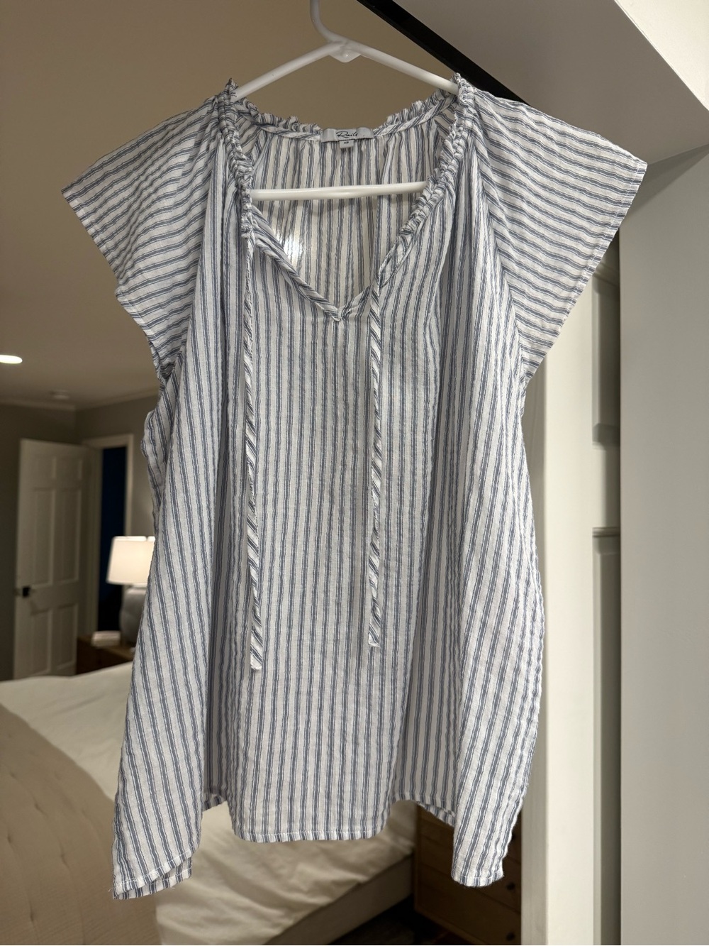 Rails Blue and White Stripe Top